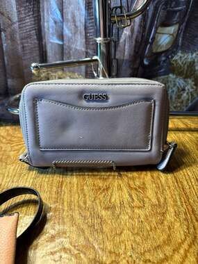 GUESS Women's Tempe Double Zip Around Saffiano Faux Leather Wallet Purple